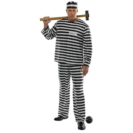 Amscan Standard Adult Jail Bird Convict Prisoner Costume, Multicolor