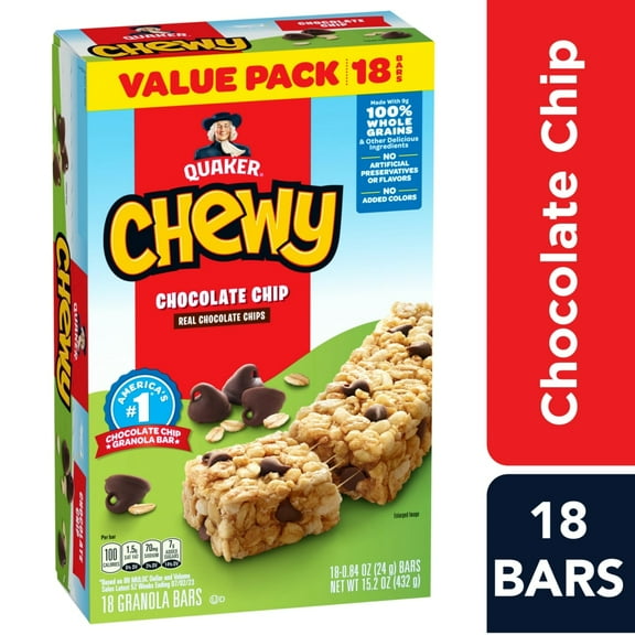 Quaker Chewy Chocolate Chip Granola Bars, 18 ct (Package May Vary)