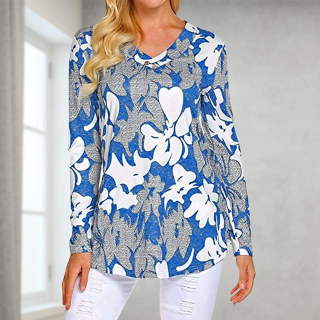 TIMIFIS Mode Automnale pour Femmes Tunique à Manches Longues d'Automne pour Femmes pour Porter avec des Leggings Blouse Décontractée à Col en V T-Shirt Blouse pour Femmes
