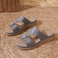 thumbnail image 4 of Gray Womens Comfortable Wedge Heel Sandals Buckle Strap Casual Pu Beach Slippers For Summer Spring Ladies, 4 of 9