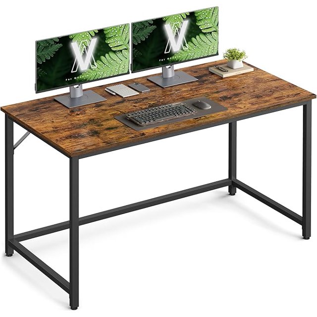 VASAGLE Computer Desk, Gaming Desk, Home Office Desk, for Small Spaces, 23.6 x 47.2 x 29.9 Inches, Industrial Style, Metal Frame, Rustic Brown and Black