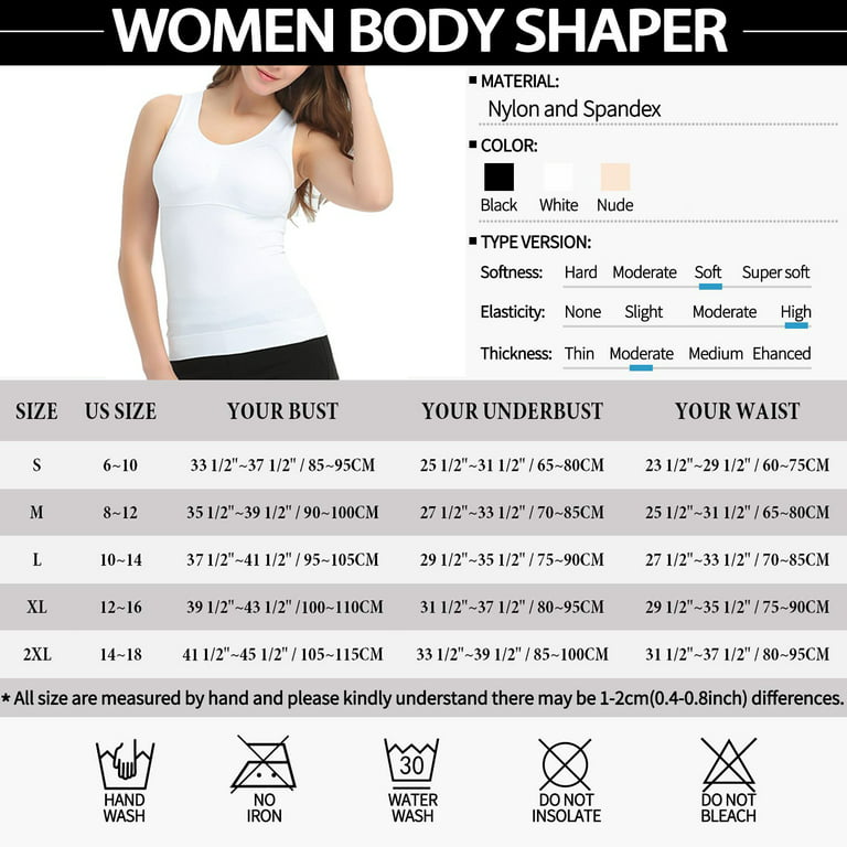 Women's Cami Shaper With Built In Bra Tummy Control Camisole Tank
