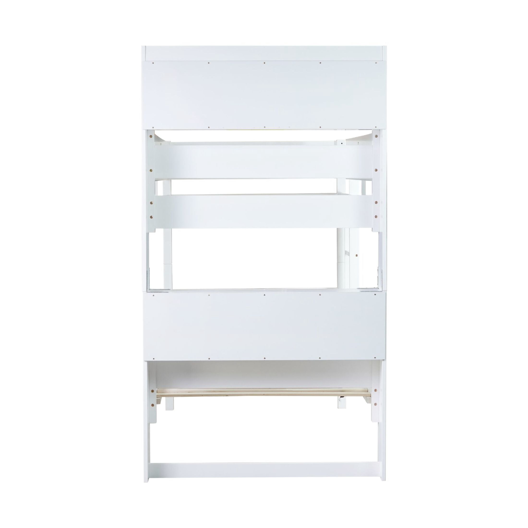 Noble House Twin Over Twin Bunk Bed, Rubber Wood Frame with Shelves Headboard & Detachable Design, White