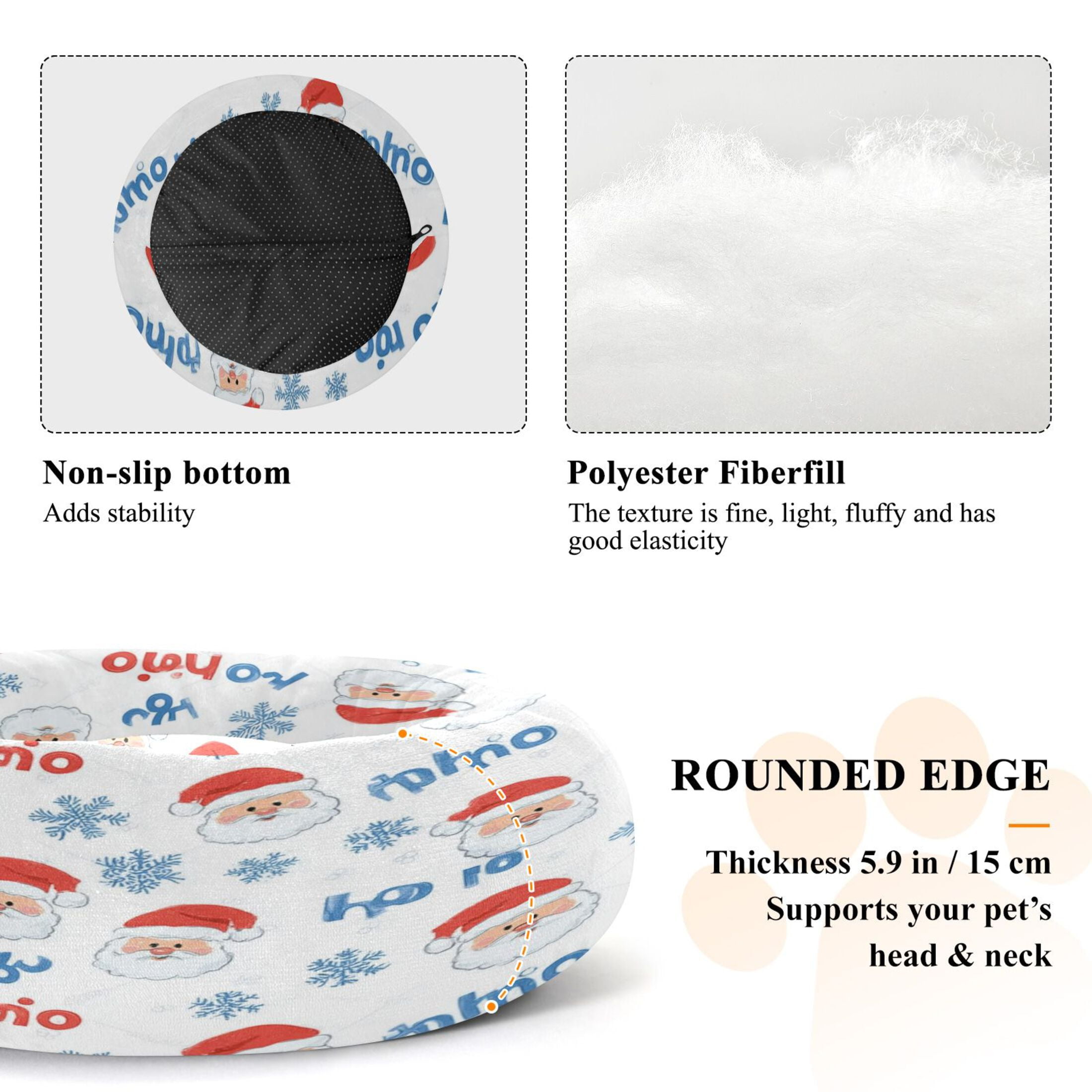 Iauyy Pet Couch Donut Cat Bed for Indoor Cats/Small Dogs Washable & Machine with Non-slip Bottom Calming Cat Furniture, Snowflake Santa Claus Wallpaper (M)