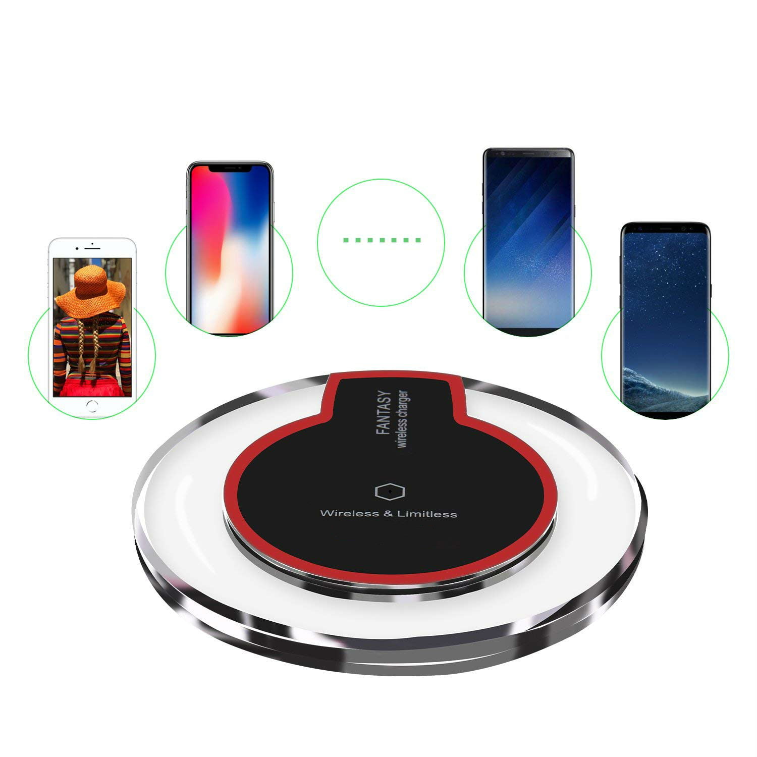 Wireless Phone Charger Fantasy Qi Ultra-Slim 5W Crystal Wireless Charging  Pad for Mobile Compatible with iPhone X|Max|XS|XR|X|8|8+ Samsung  S10|S10+S9|S9+|S8|S8+, Pixel 3a+ 