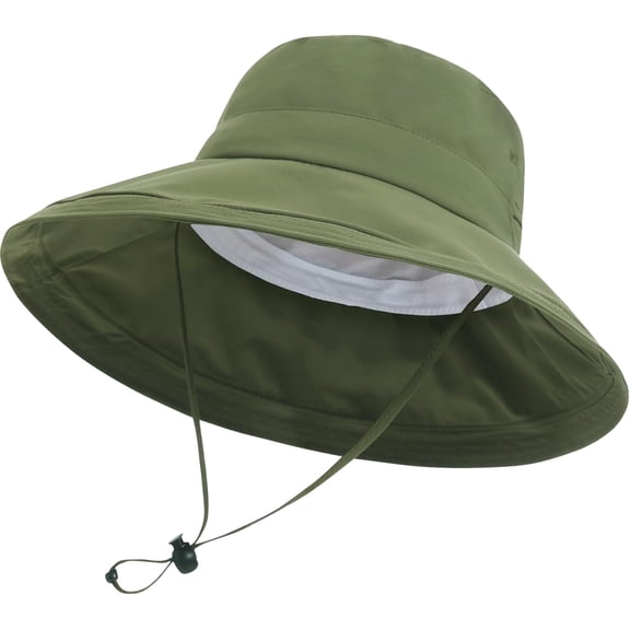 DOVACKA UPF 50 Waterproof Sun Hat, Wide Brim Packable Bucket Cap with Ponytail Hole, Summer Beach Wear for Women