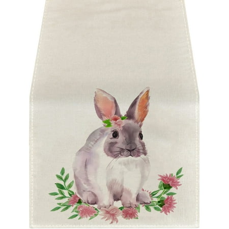 

Dining Room Garden Farmhouse Style Table Runner Easter Bunny Printed Home Decor