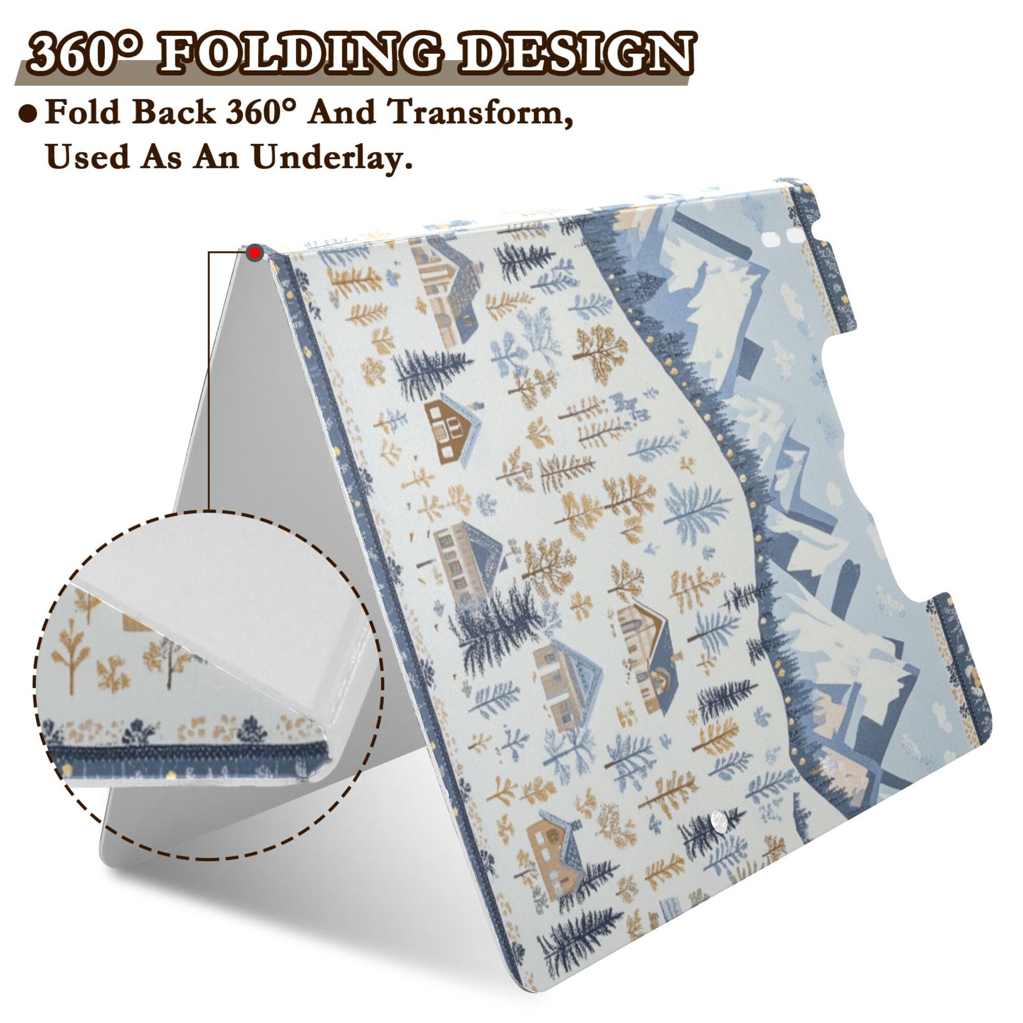 FORMRS A4 Clipboard Folder with Pen Holder Horizontal Foldable School Office Binder, Light Blue Mountain