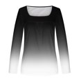 thumbnail image 6 of qolati Women's Fall Long Sleeve T Shirts Dressy Trendy Printed Ruched Square Neck Shirts Casual Loose Flowy Holiday Pullover Tops, 6 of 6