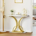 thumbnail image 2 of DEXTRUS 39" Console End Table with Faux Marble Top,  Side Table for Living Room, Entryway, Gold, 2 of 7