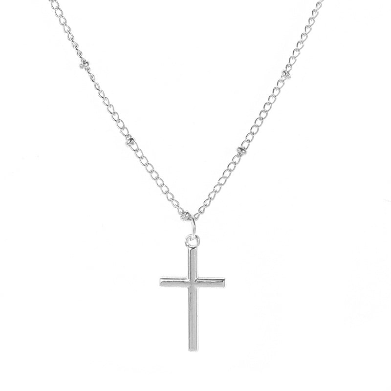 Tiny Cross Necklace, Women Silver Filled Polished Faith Necklace Dainty