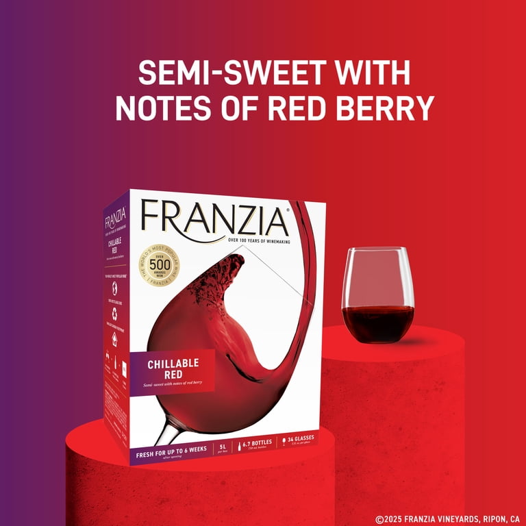Franzia Chillable Red , 5 L Bag in Box, 9.0% ABV - Walmart.com