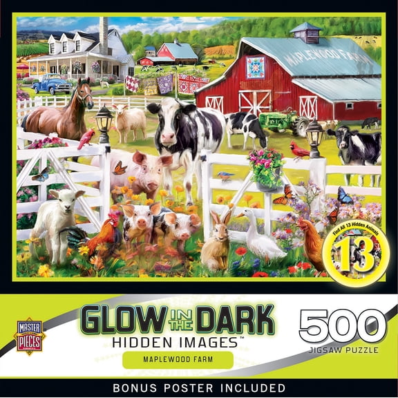 MasterPieces 500 Piece Glow in the Dark Puzzle - Maplewood Farm - 15"x21"