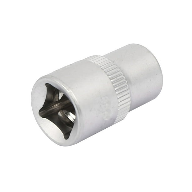 3/8" Square Drive 12mm 6 Point Metric ETorx Socket Silver Tone