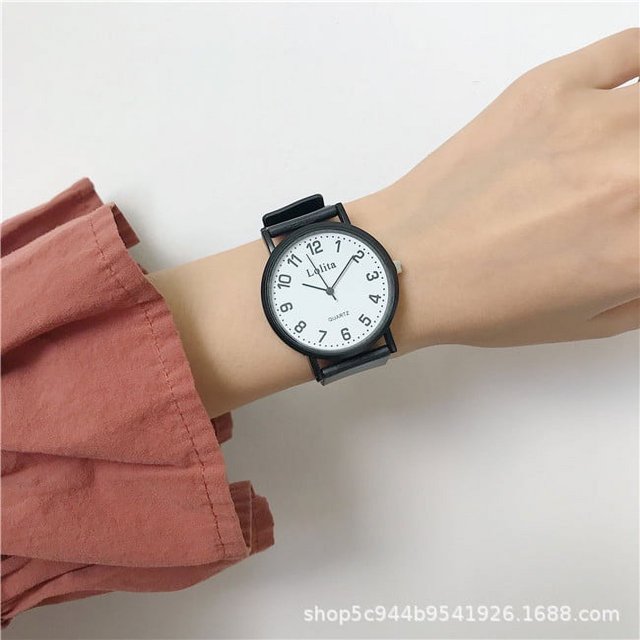 Reloj negro pequeño elegante de estilo coreano, reloj de estudiante simple de estilo coreano resistente al agua para hombres y mujeres, estilo universitario, pareja artística retro