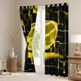 thumbnail image 3 of Erosebridal Geometric Geometry Checkered Curtains and Drapes(38x54),American Football Game BlackoutCurtains for Bedroom,Yellow Black Curtains Pack of 2(38x54),Super Cozy Room Decoration, 3 of 7