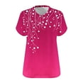 thumbnail image 5 of YOTAMI Women's Floral Tops Plus Size V-Neck Short Sleeve Casual Pullover Tops Summer Fashion Loose Fit Blouses Hot Pink, 5 of 5