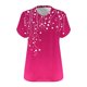 thumbnail image 5 of Camisetas Casuales de las Mujeres Más Tamaño V-Cuello Impresión Manga Corta Color Sólido Base de Verano Superior, Ligero para Diario, 5 of 9