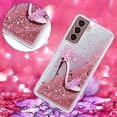 thumbnail image 4 of Case for Samsung S24+ Plus, Galaxy S24+ Plus Case Cute Pink Glitter Luxury Sparkle Liquid for Girls Women Quicksand Clear Soft TPU Protective Case for Samsung Galaxy S24+ Plus Pink High Heel, 4 of 7