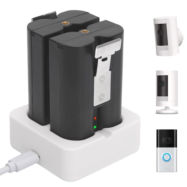 Batería de repuesto para Ring Doorbell, paquete de 2 unidades, 6040 mAh, con cargador