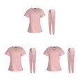 thumbnail image 2 of maskred Ensemble de Gommage pour Femmes Col en V Lavable en Machine Manches Courtes Costume Confortable Rose m 3Set, 2 of 6