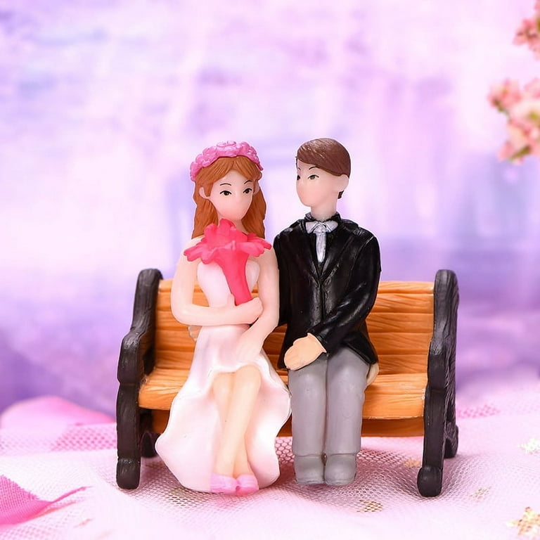 Wedding Gifts For Couple Couple Statue Newly Weds On Bench For Couple  Anniversary Pink Blue 