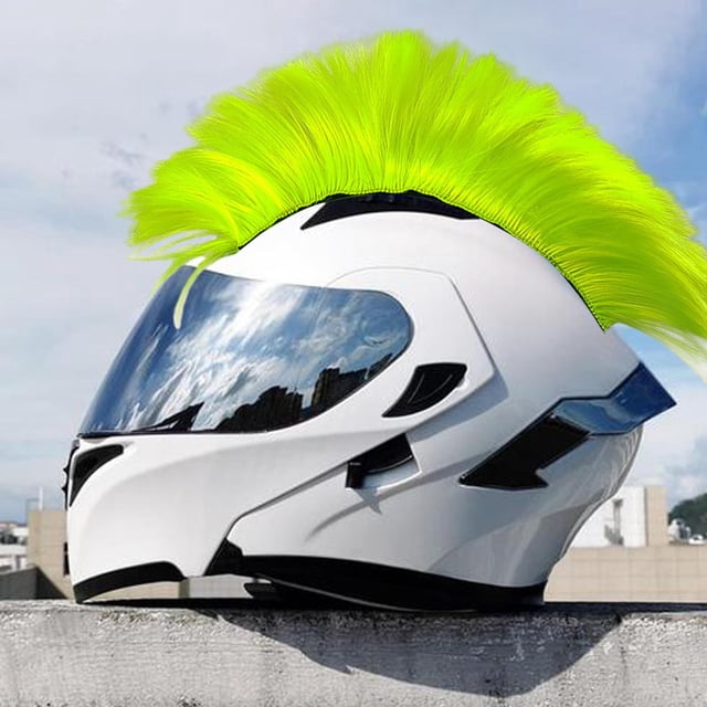 Pelucas para Casco, Postizo para Motocicleta, Extensiones de Moño para Fiesta de Cosplay, Parches para El Pelo para Casco, Peluca Skinhead para Hombre Verde claro