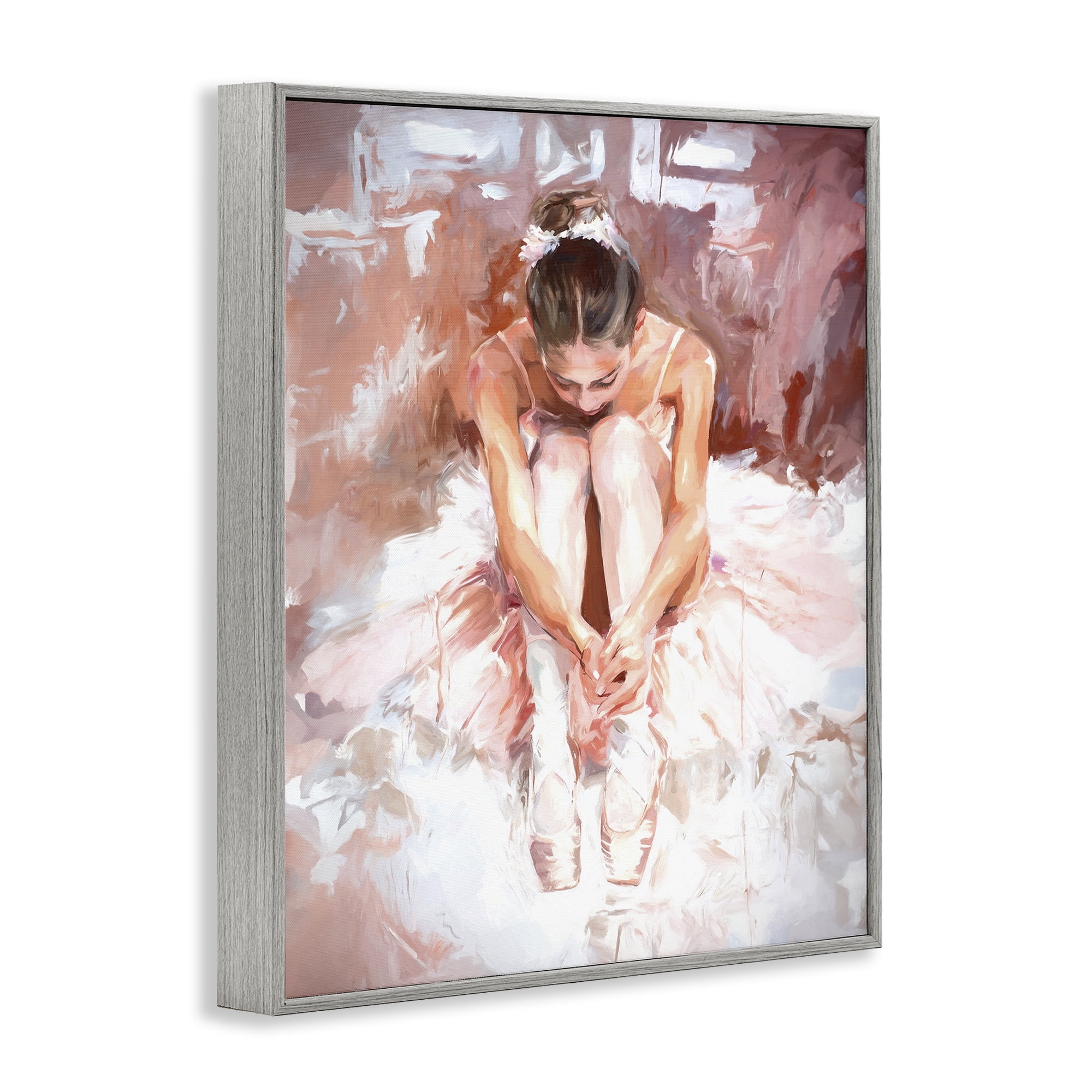 Stupell Industries Serene Ballerina Visage Novelty Painting Gray Framed Art Print Wall Art, 16 x 20