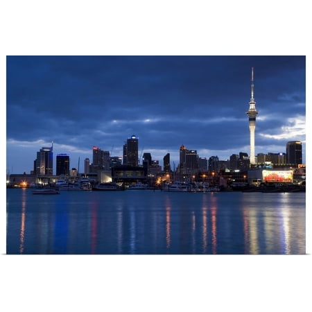 Great BIG Canvas | "Skytower and Auckland CBD at Dawn, St Marys Bay, Auckland, New Zealand" Art Print - 36x24