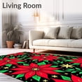 thumbnail image 2 of ODIKA 2'x3' Machine Washable Non-Slip Area Rug, Poinsettia Bloom Festive Needle Art Project High Traffic Rug, Red, 646201, 2 of 7