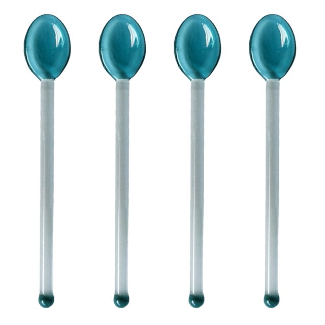 4 cucharas de vidrio para café, cucharas para pastel, cucharas para café, cucharas para café molido, cucharas largas para revolver, cucharas de postre de vidrio transparente