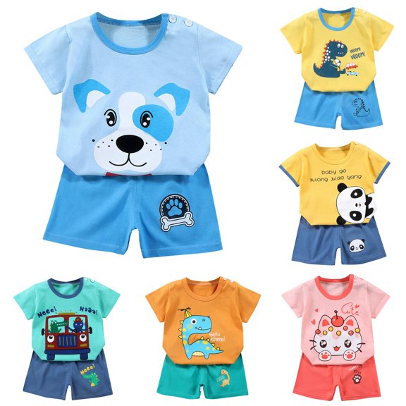 HCYSFG Boys Graphic Print Outfit Sets 2 Piece Crewneck Short Sleeve Elastic Waist Clothing Sets T Shirt And Shorts Matching Sets