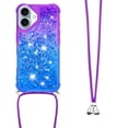 thumbnail image 3 of Funda para iPhone 16 Brillantina Líquida Divertida Reluciente y con Cristales en Movimiento Cuerpo Cruzado con Cordón Ajustable, 3 of 5