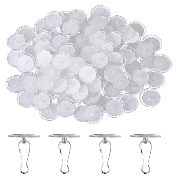 80 Pack Removable Transparent Wall Hanger Self-Adhesive Ceiling Hooks for Hanging Sticky Ceiling Hooks