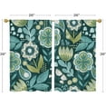 thumbnail image 6 of Boho Floral Kitchen Curtains 39 Inch Length for Small Window Treatments, Teal Rod Pocket Top Tier Curtains Short Bathroom Curtains for Closet Door Coverings, 2 Panels Set, 26x39, 6 of 6