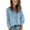 Blue, variant on Dyfzdhu Sweaters for Women Crew Neck Long Sleeve Knit Sweater Solid Color Loose Pullover Hollow