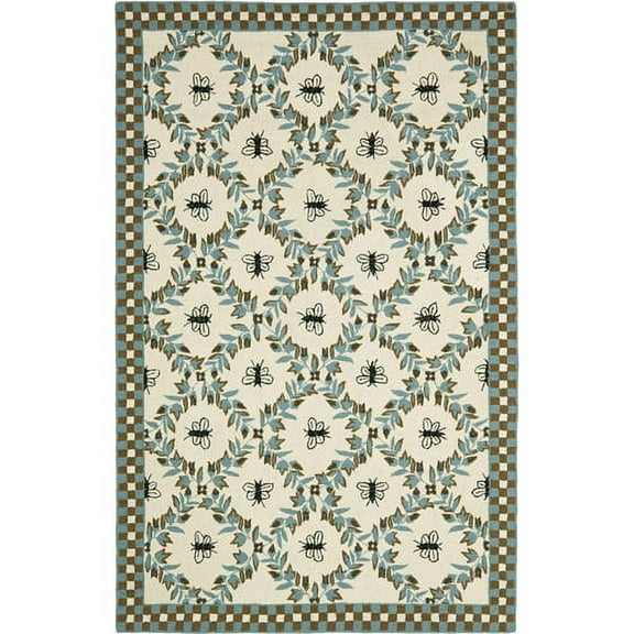 SAFAVIEH Chelsea Lara Floral Wool Area Rug, Ivory/Blue, 6' x 9'