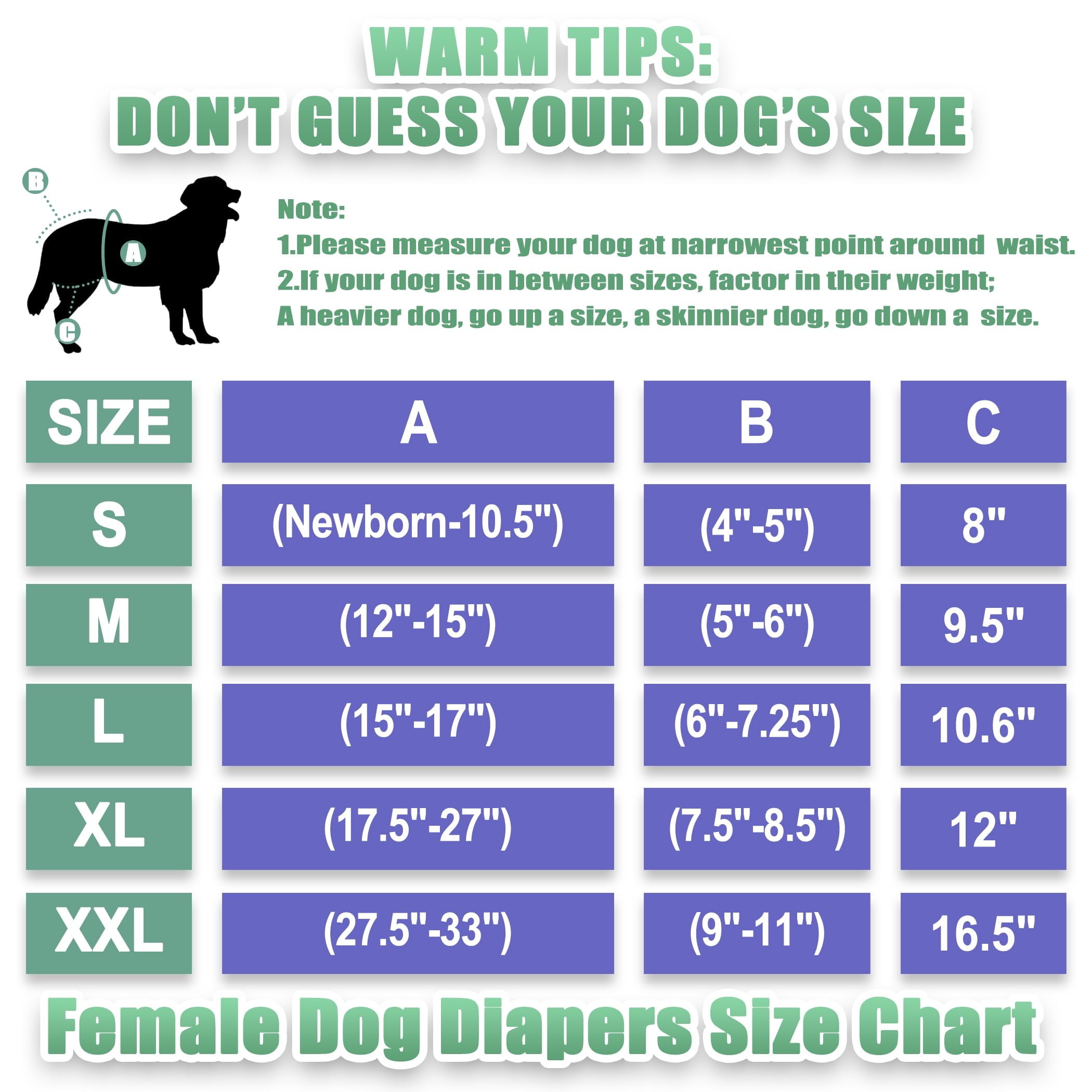 Wegreeco Pack of 3 Reusable Dog Diapers Female, Washable Premium Female Doggie Diapers, Super-Absorbent Dog Wraps, Large, Morandi