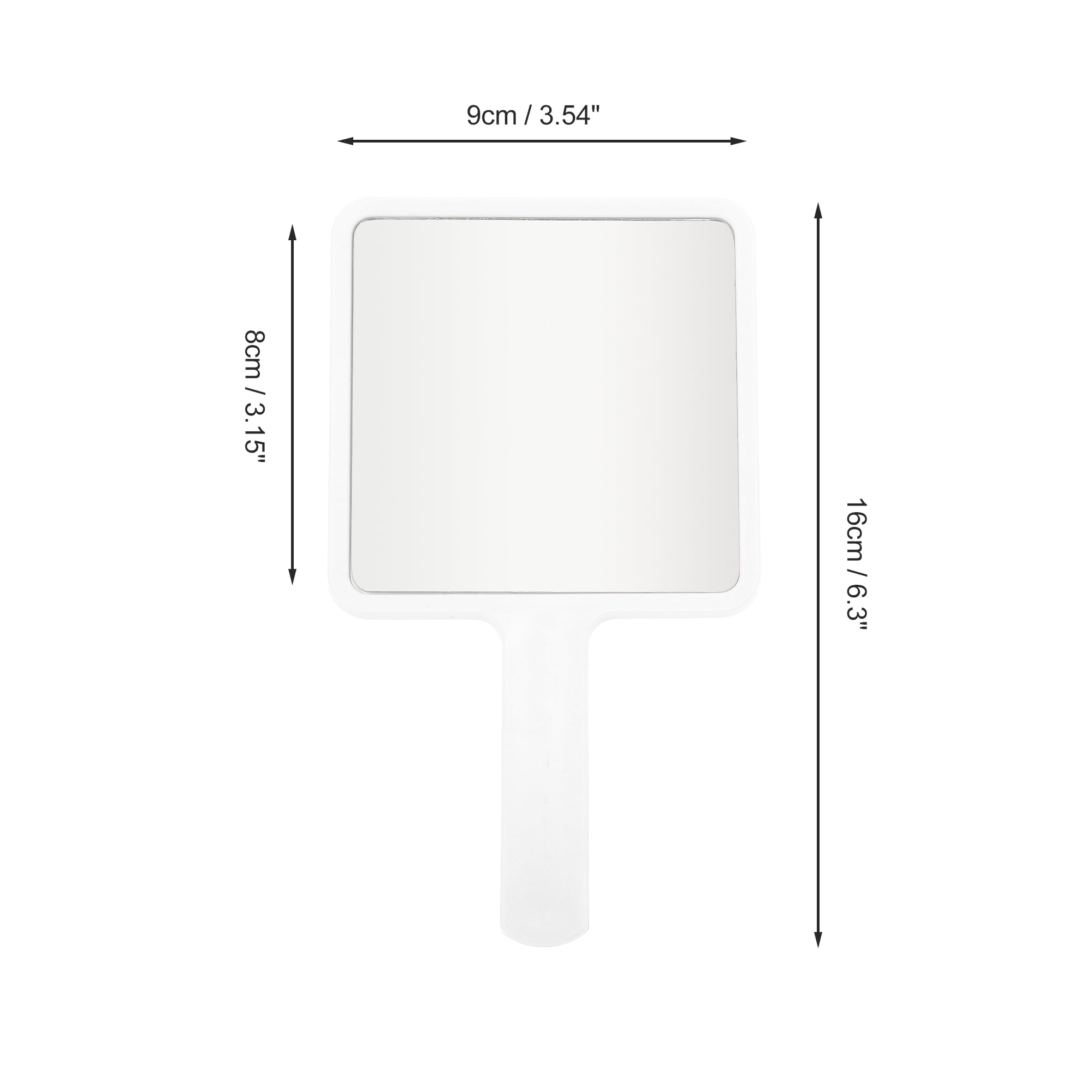 Unique Bargains 1pc Portable Square Handheld Mirror for Personal Grooming White Medium