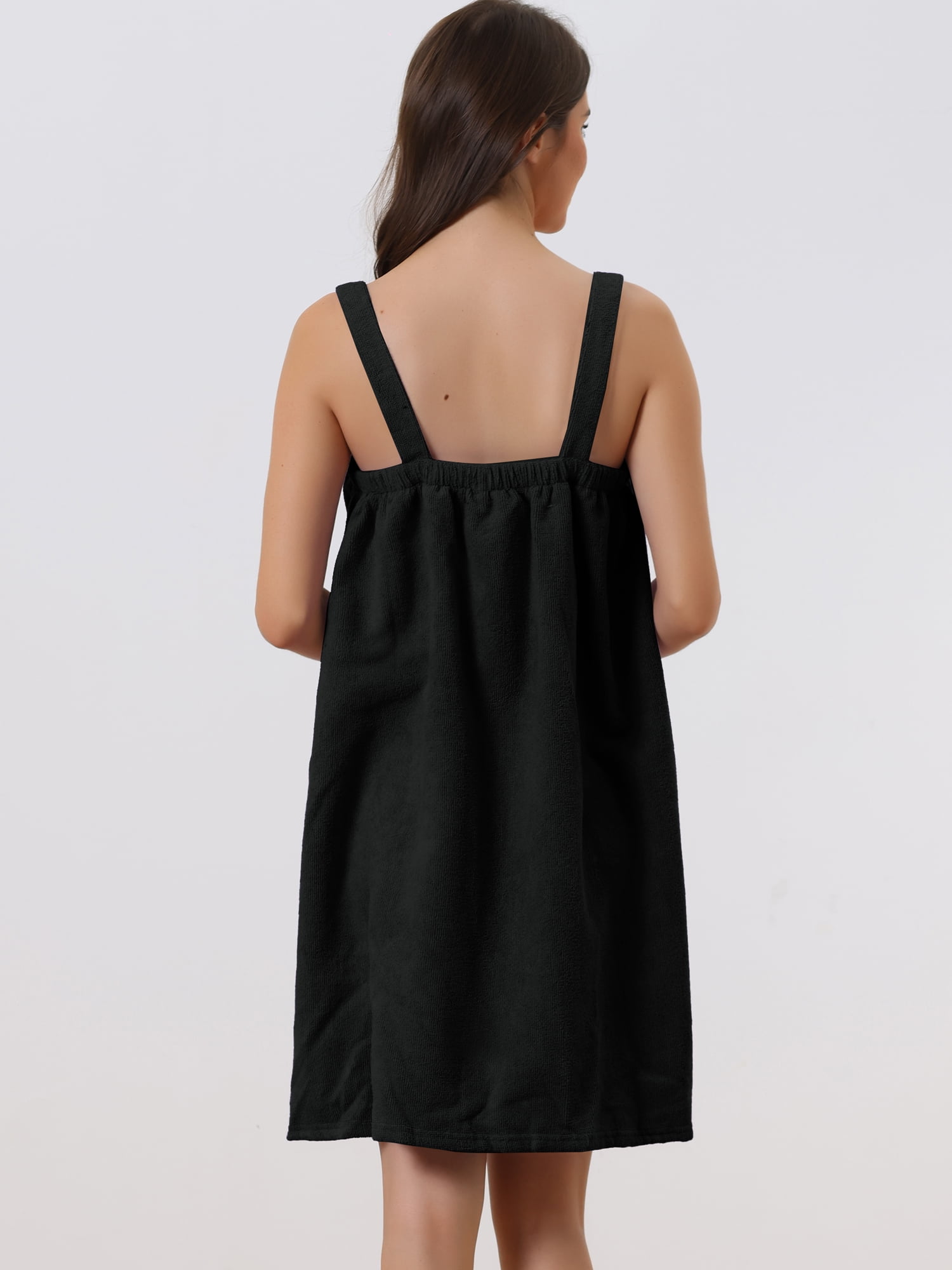 DARING DIVA Towel Wrap Bathrobe Adjustable Closure for Gym Shower XS Black