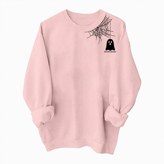 Godom Halloween Sweatshirts for Women Graphic Crewneck Long Sleeve Pullover Cute Ghost Tops