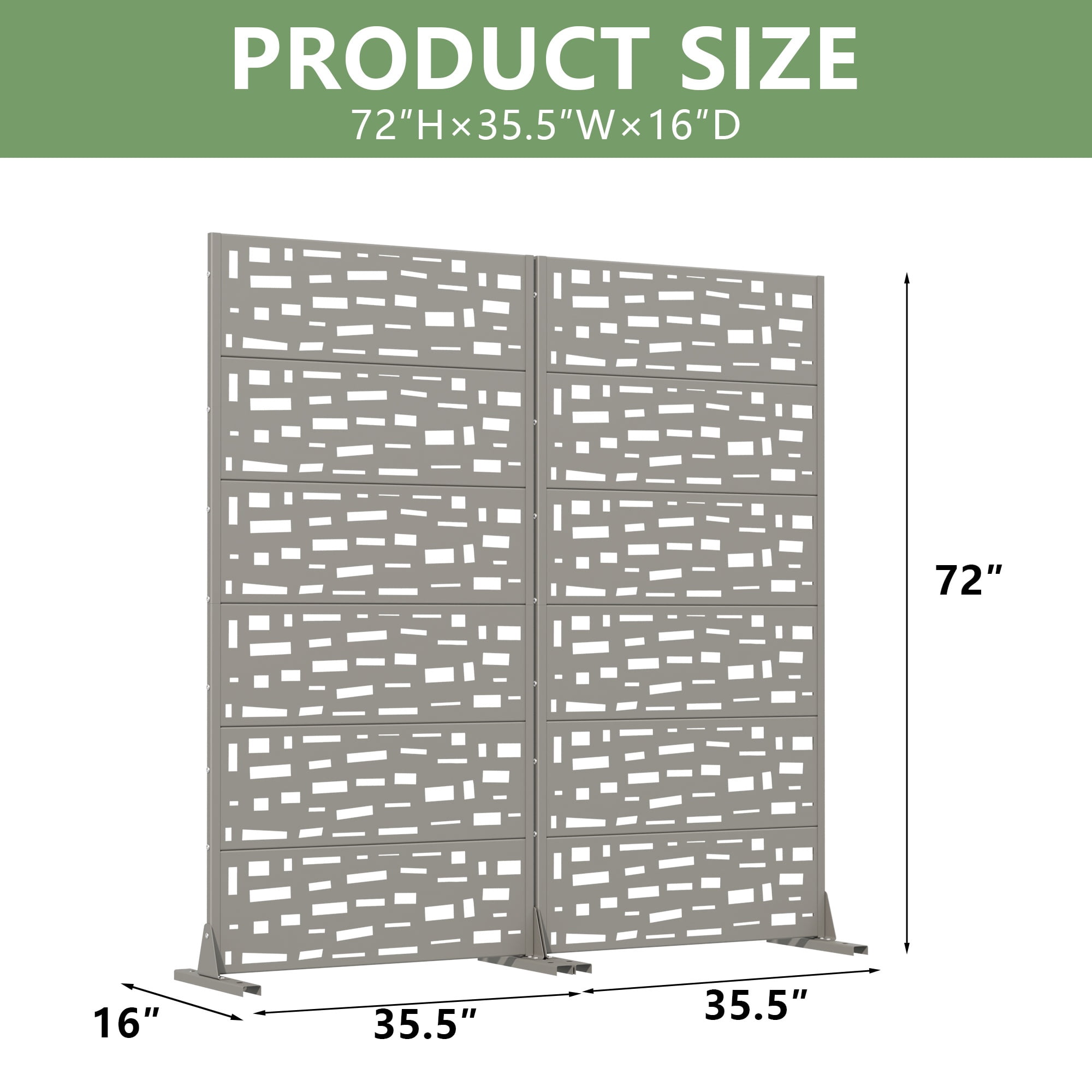 Privacy Metal Screen Fence Panel Horizontal Stripe Pattern