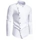 thumbnail image 1 of Blusa y camisa de manga larga con cuello alto para hombre, informal, lisa, con botones, de poliéster, 1 of 9