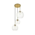 thumbnail image 3 of Baxter 3 Lights Brass Pendant With Clear Glass, 3 of 5