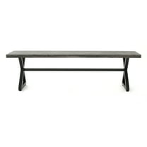 Noble House Rolando 63" Aluminum Patio Dining Bench in Gray and Black