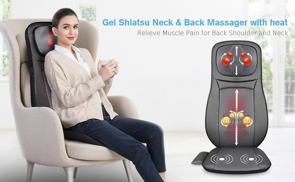 Snailax shiatsu Neck & Back Massager with Heat, Full Back Kneading Shiatsu  or Rolling Massage, Massa…See more Snailax shiatsu Neck & Back Massager