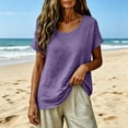 thumbnail image 5 of Gauze Shirts for Women Casual Crew Neck Short Sleeve Tops Lightweight Loose Boho Blouses Summer Beach Vacation Outfits Purple S, 5 of 7
