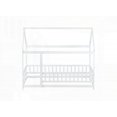 thumbnail image 2 of Twin Size Wooden Platform Bed Frame with Roof Frame, Safety Guardrails, White for Bedroom, 2 of 19
