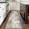 thumbnail image 3 of iOhouze Hallway Runner Rugs 2x8 Abstract Washable Runners Non Slip Kitchen Runner Low Pile Soft Printed Faux Wool Abstract Floor Runner for Indoor Bedroom Entryway Laundry Room, Beige Brown, 3 of 8