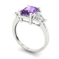thumbnail image 2 of 2.82 ct Emerald Cut Simulated Alexandrite Three-Stone Engagement Ring for Women in 18K White Gold, 2 of 5